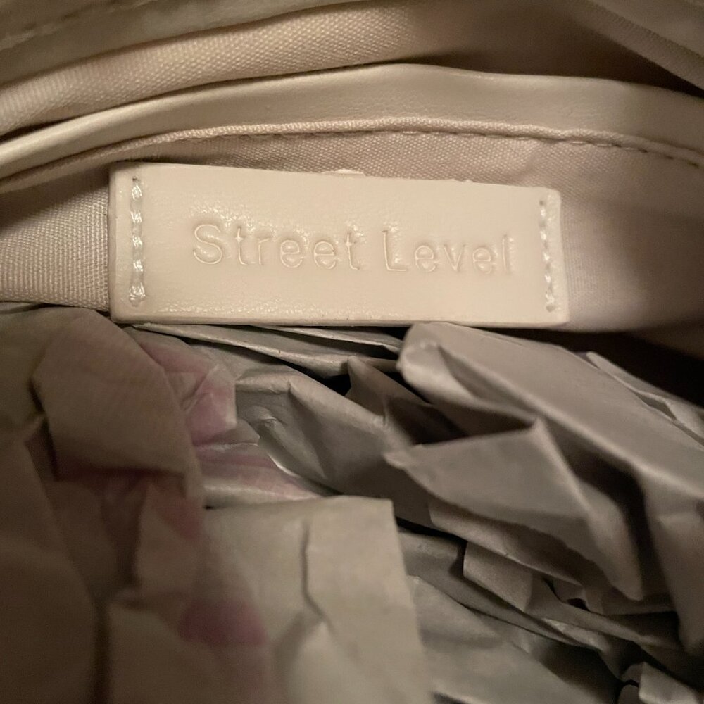STREET LEVEL handbag! So Soft Vegan Leather Cream Knot Bag. RARE Shoulder Purse! - Picture 6 of 16